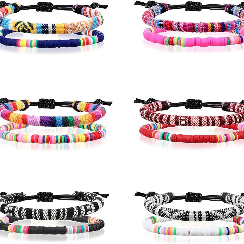 New 6 Pieces Ankle Bracelet Adjustable Boho Surfer Anklet Bracelet Thin Rope - Picture 2 of 8